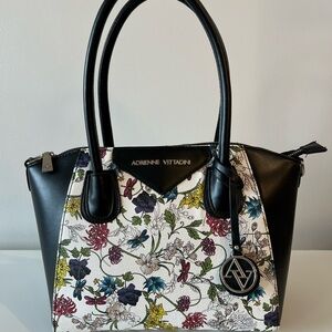 Adrienne Vittadini Floral Black Handbag